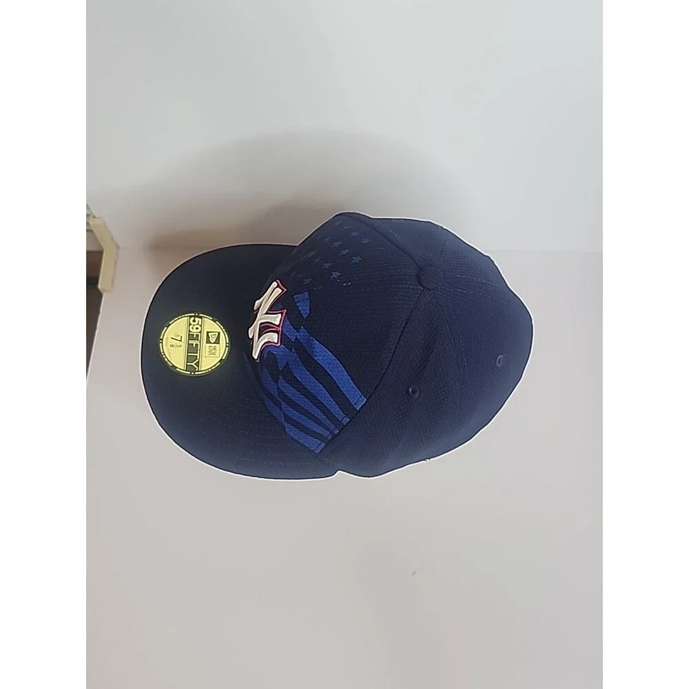 New York Yankees New Era 59Fifty Hat Cap USA Flag Blue Size 7 5/8